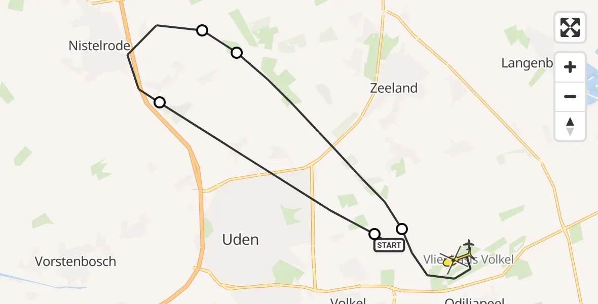 Routekaart van de vlucht: Lifeliner 3 naar Vliegbasis Volkel, Jagersveld