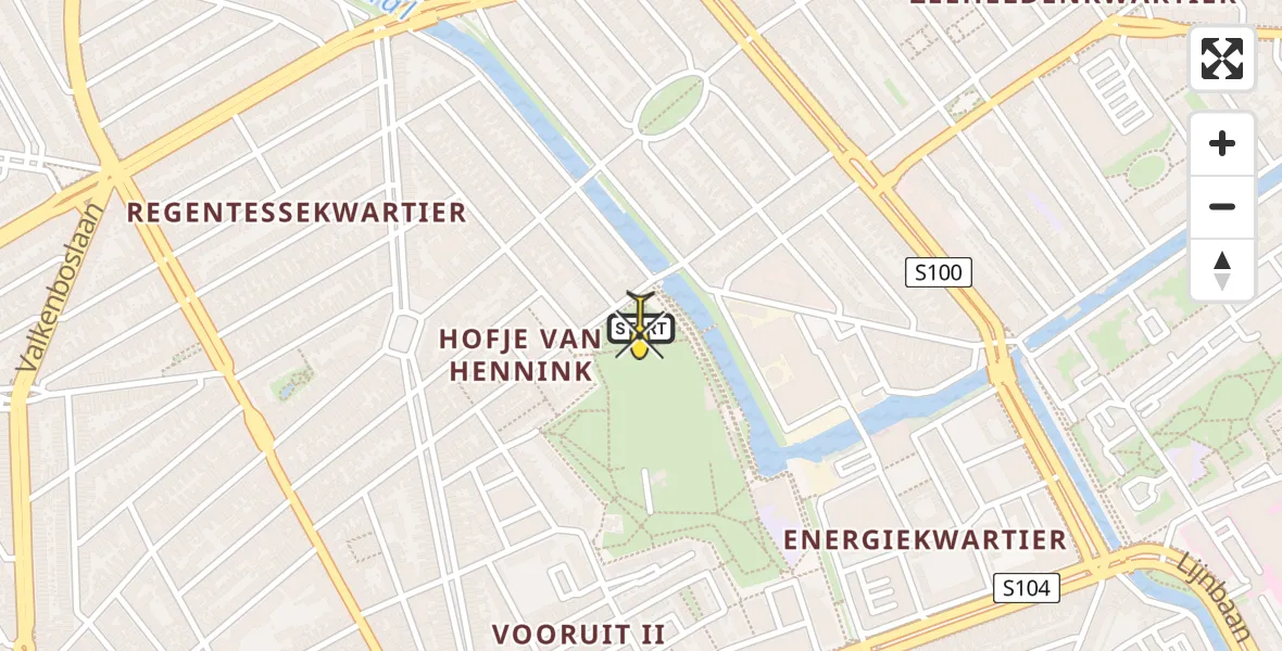 Routekaart van de vlucht: Lifeliner 2 naar Den Haag, Newtonstraat