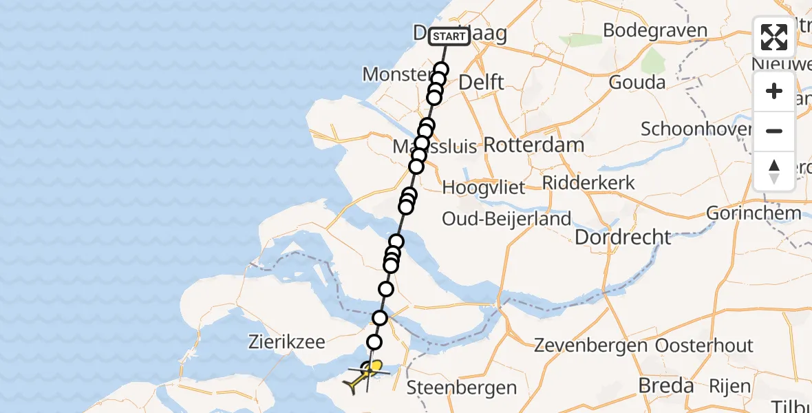 Routekaart van de vlucht: Lifeliner 2 naar Sint-Annaland, Loosduinsekade