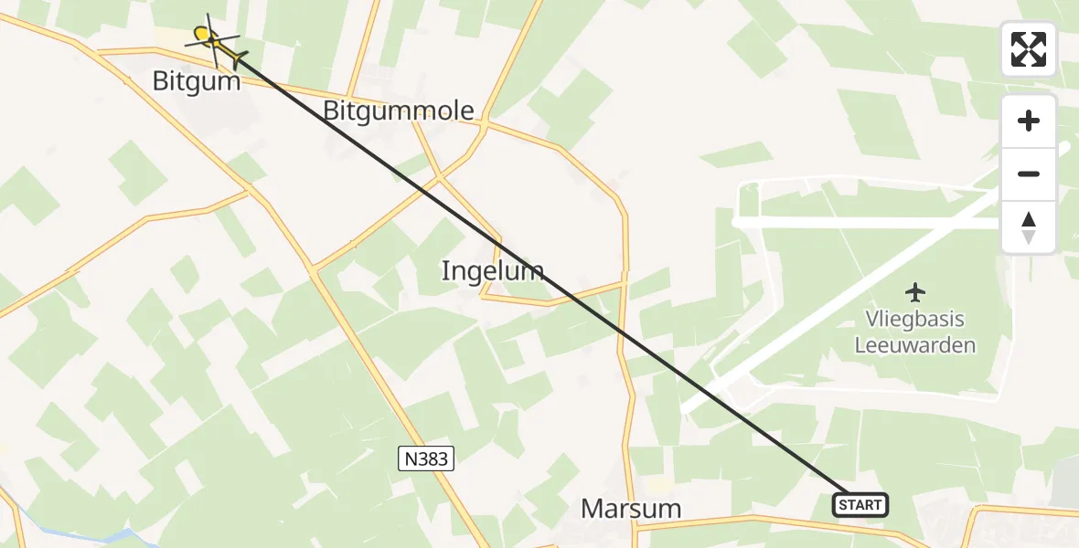 Routekaart van de vlucht: Ambulancehelikopter naar Bitgum, Famylje Tammingaleane