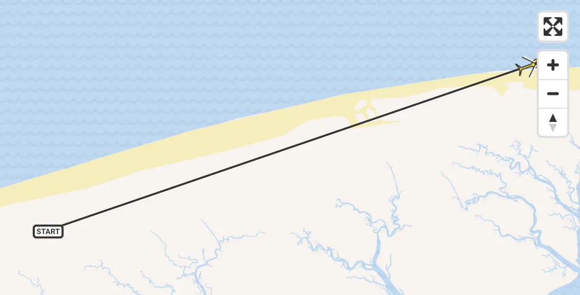 Routekaart van de vlucht: Ambulancehelikopter naar Oosterend, Kooipad