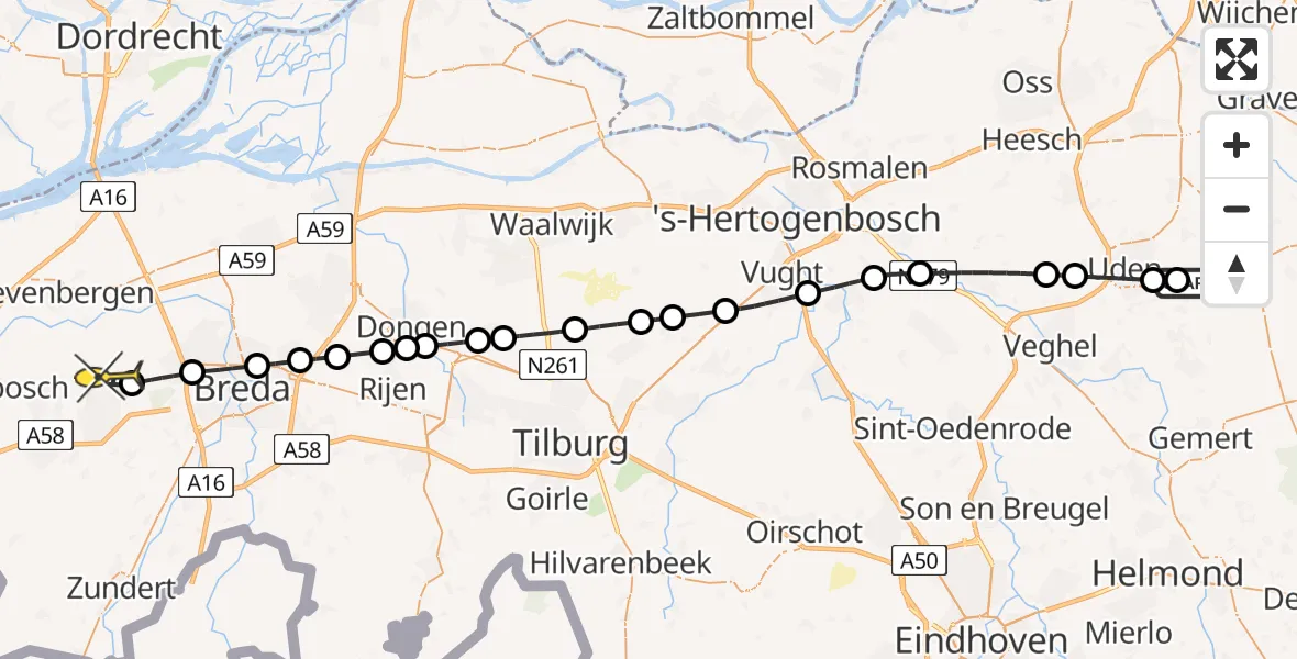 Routekaart van de vlucht: Lifeliner 3 naar Etten-Leur, Boshond