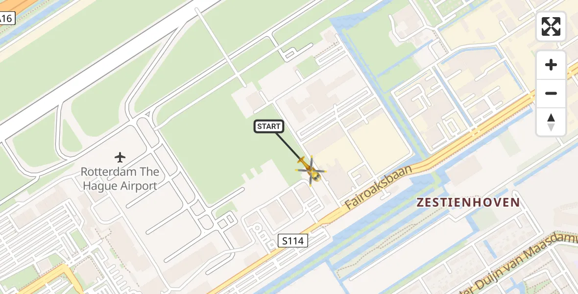Vluchtroute Traumahelikopter Rotterdam The Hague Airport - Rotterdam The Hague Airport, 29 januari 2024, 12:44