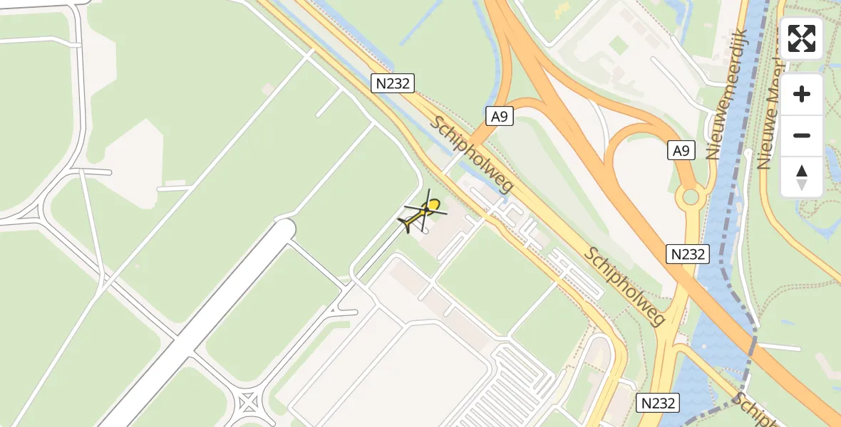 Vluchtroute Politiehelikopter van Schiphol naar Schiphol