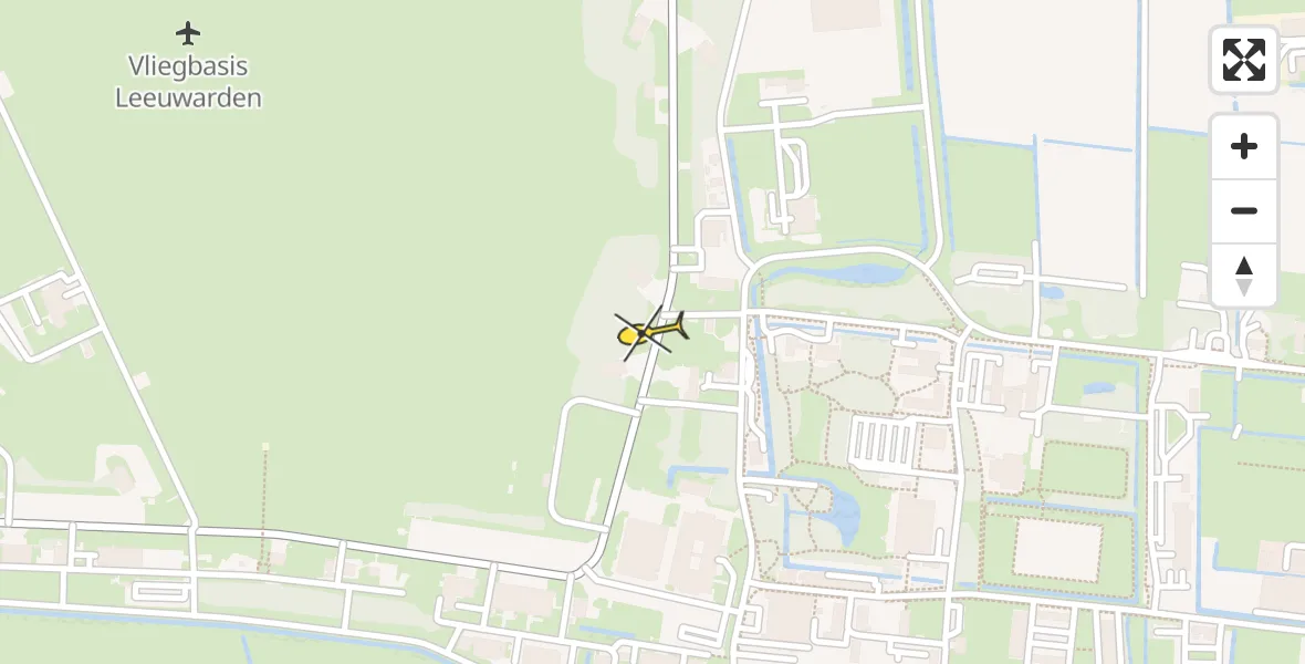 Vluchtroute Ambulancehelikopter van Vliegbasis Leeuwarden naar Vliegbasis Leeuwarden