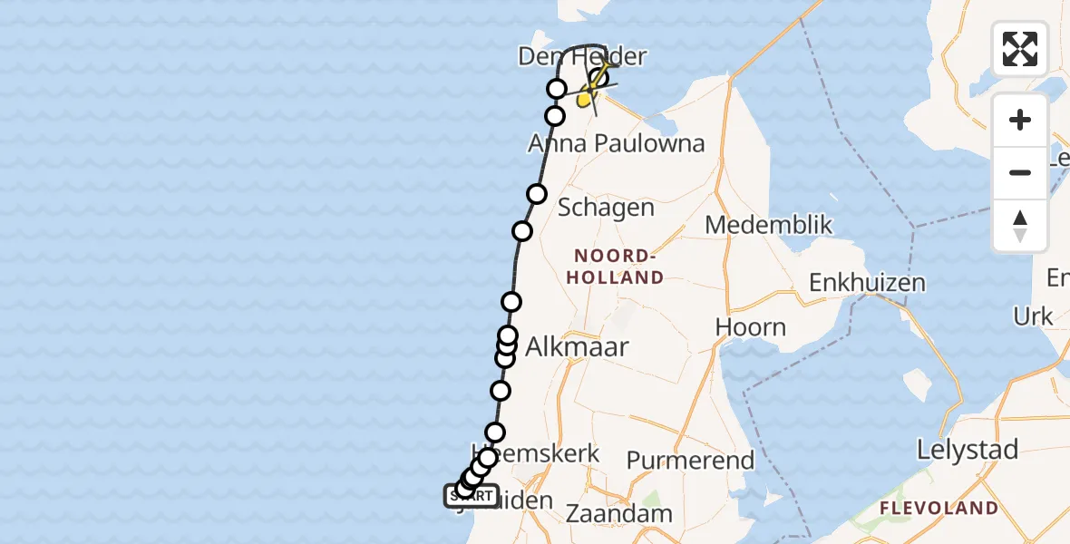 Routekaart van de vlucht: NCG06 naar Vliegveld De Kooy, Golfsurfpad