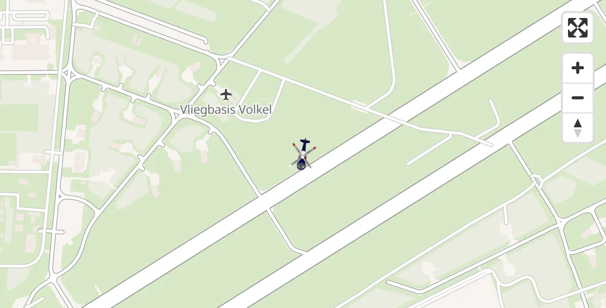 Vluchtroute Politiehelikopter van Vliegbasis Volkel naar Vliegbasis Volkel