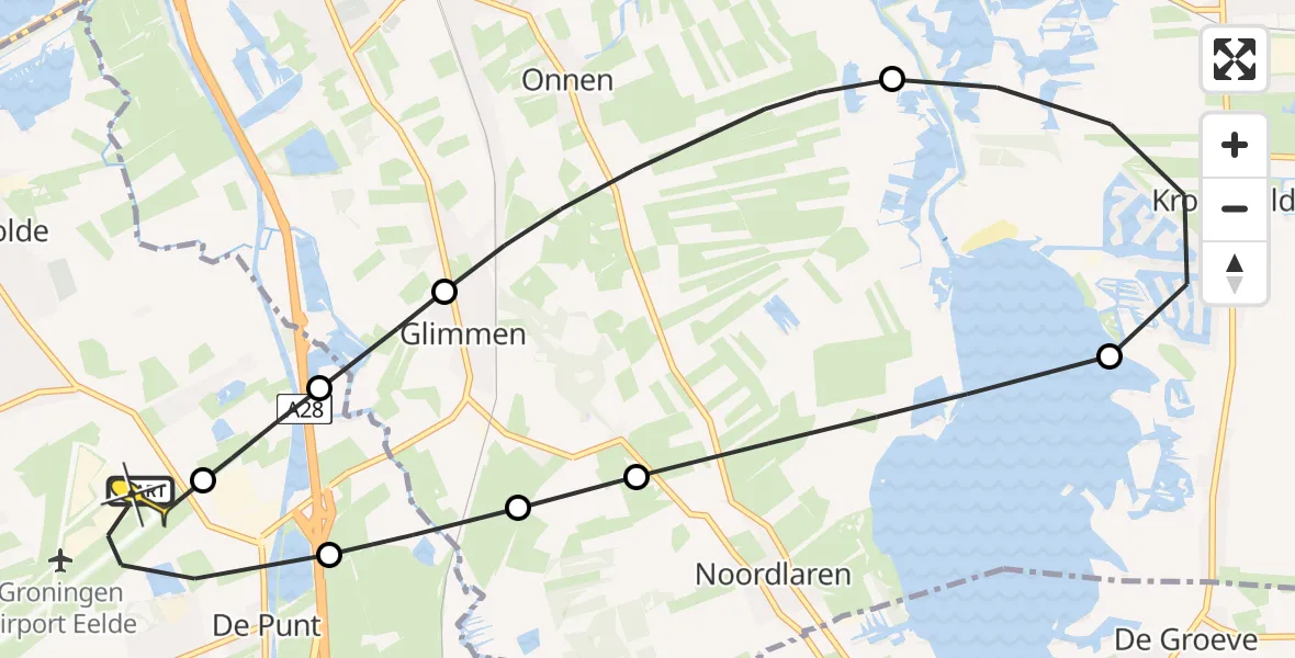 Routekaart van de vlucht: Lifeliner 4 naar Groningen Airport Eelde, Homsteeg