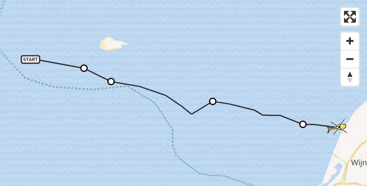Routekaart van de vlucht: Ambulanceheli naar Harlingen, Pannengat
