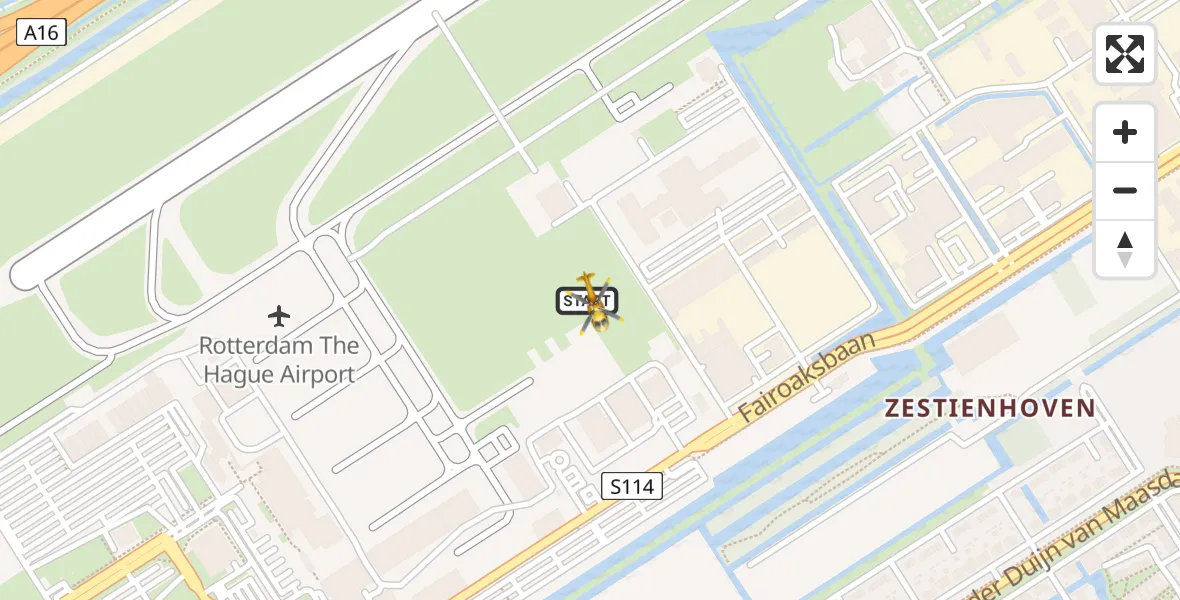 Vluchtroute Traumahelikopter Rotterdam The Hague Airport - Rotterdam The Hague Airport, 29 januari 2024, 17:17