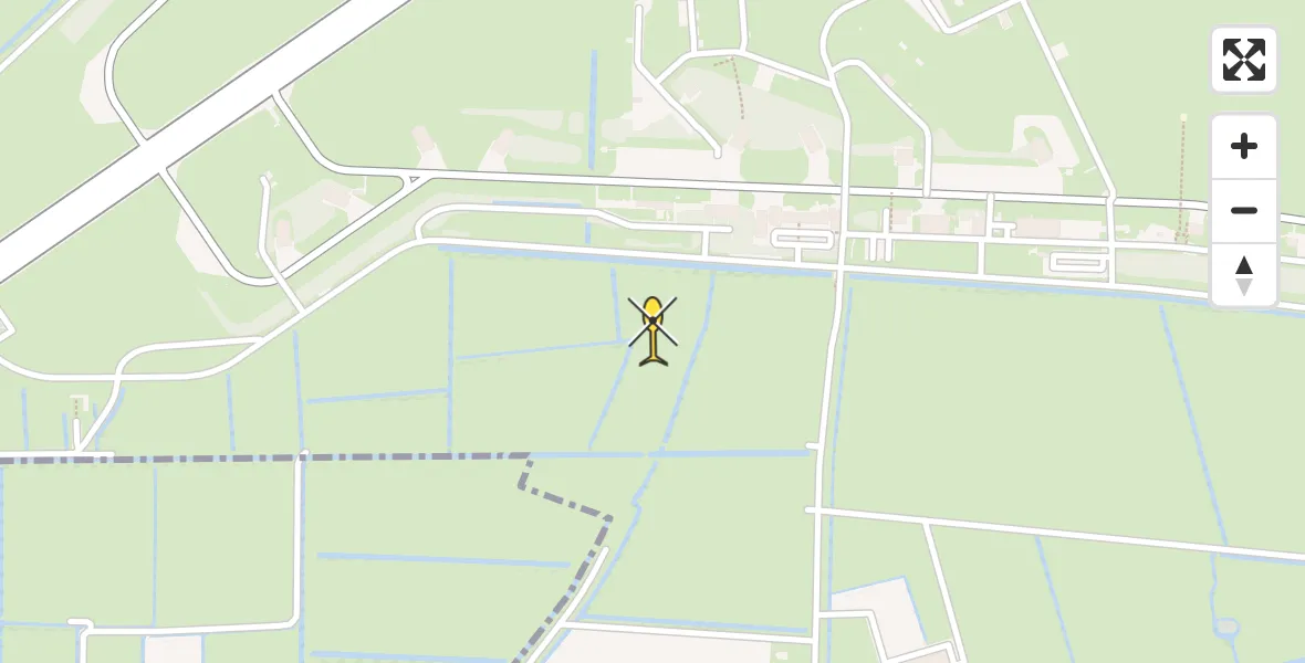 Vluchtroute Ambulancehelikopter van Vliegbasis Leeuwarden naar Vliegbasis Leeuwarden