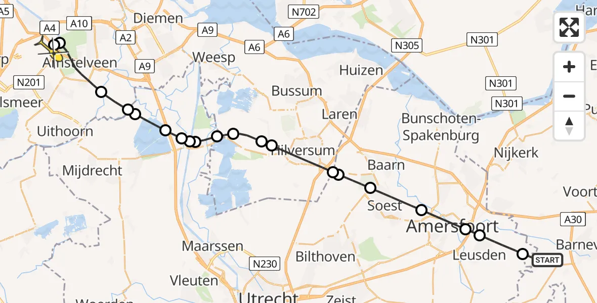 Routekaart van de vlucht: Politieheli naar Schiphol, Havikhorsterpad