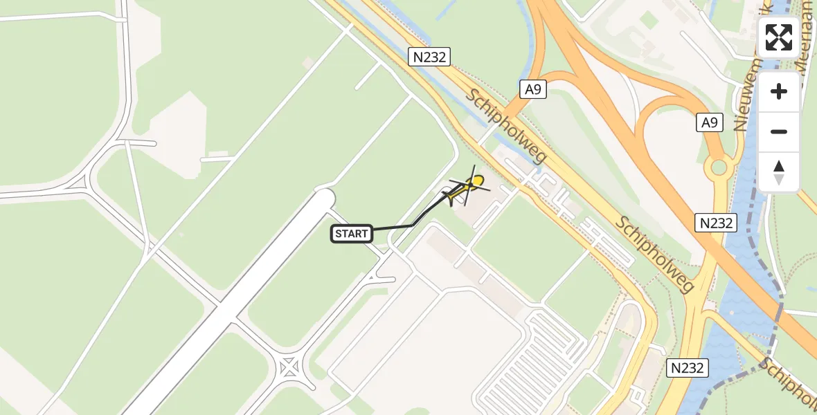 Vluchtroute Politiehelikopter van Schiphol naar Schiphol