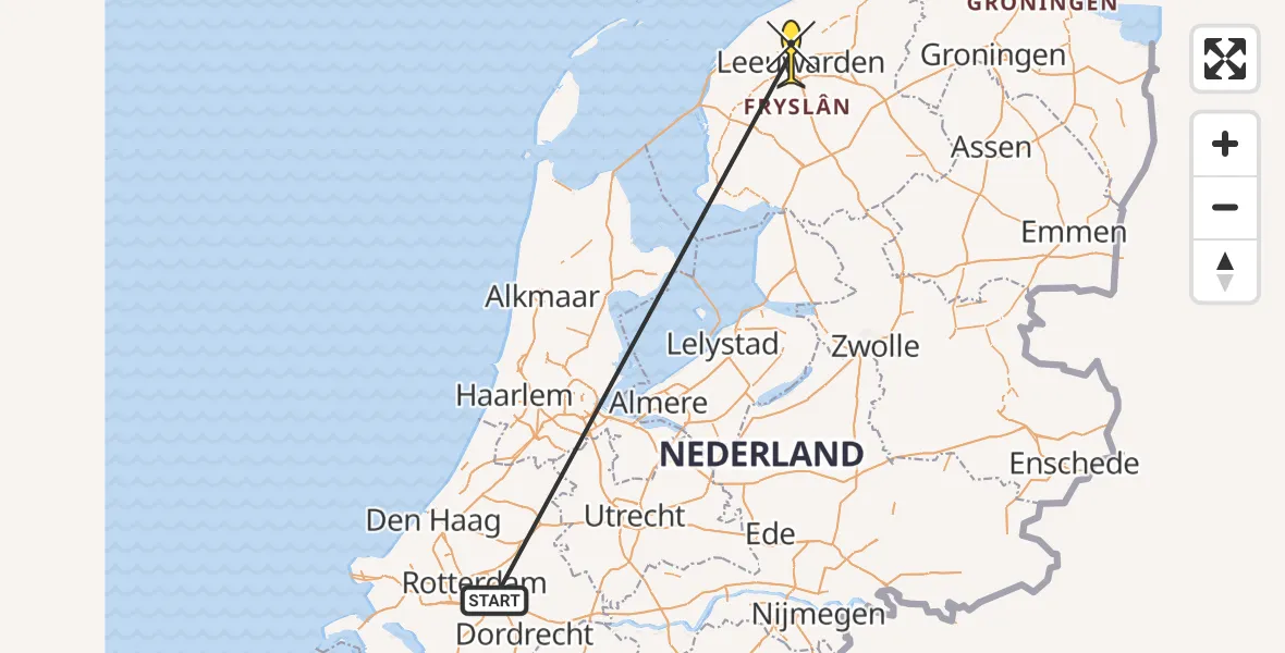 Routekaart van de vlucht: Traumaheli naar Vliegbasis Leeuwarden, Famylje Tammingaleane
