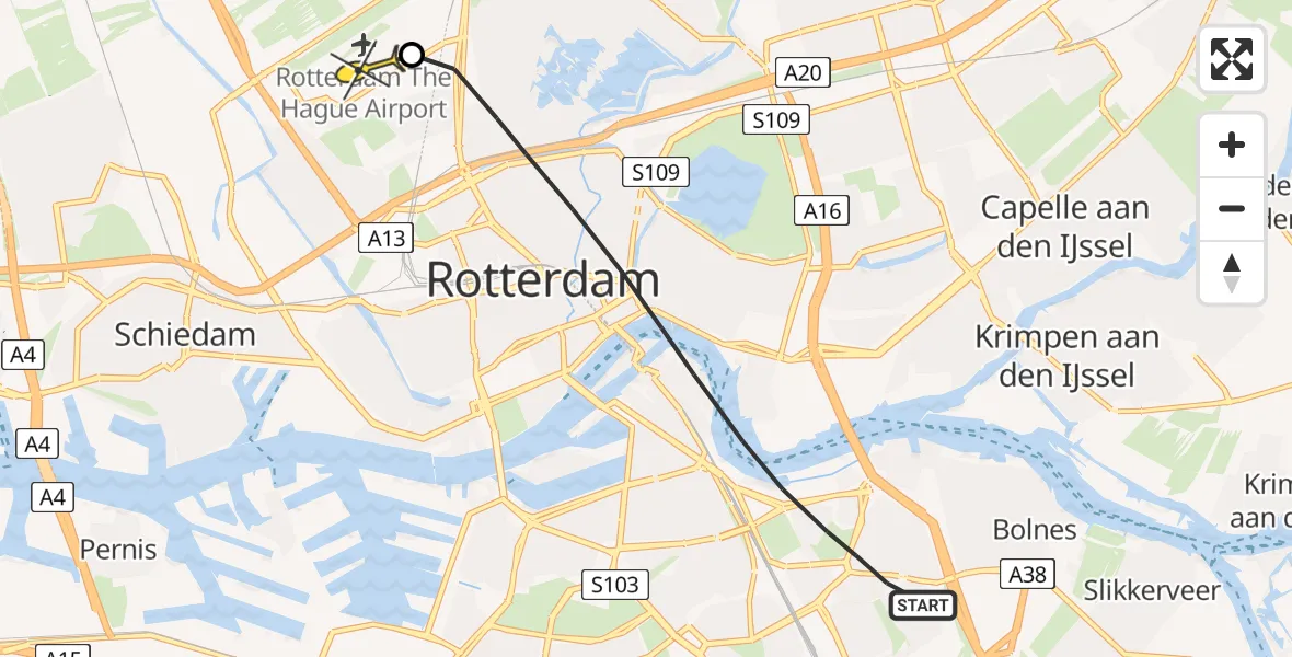 Routekaart van de vlucht: Lifeliner 2 naar Rotterdam The Hague Airport, Veenoord