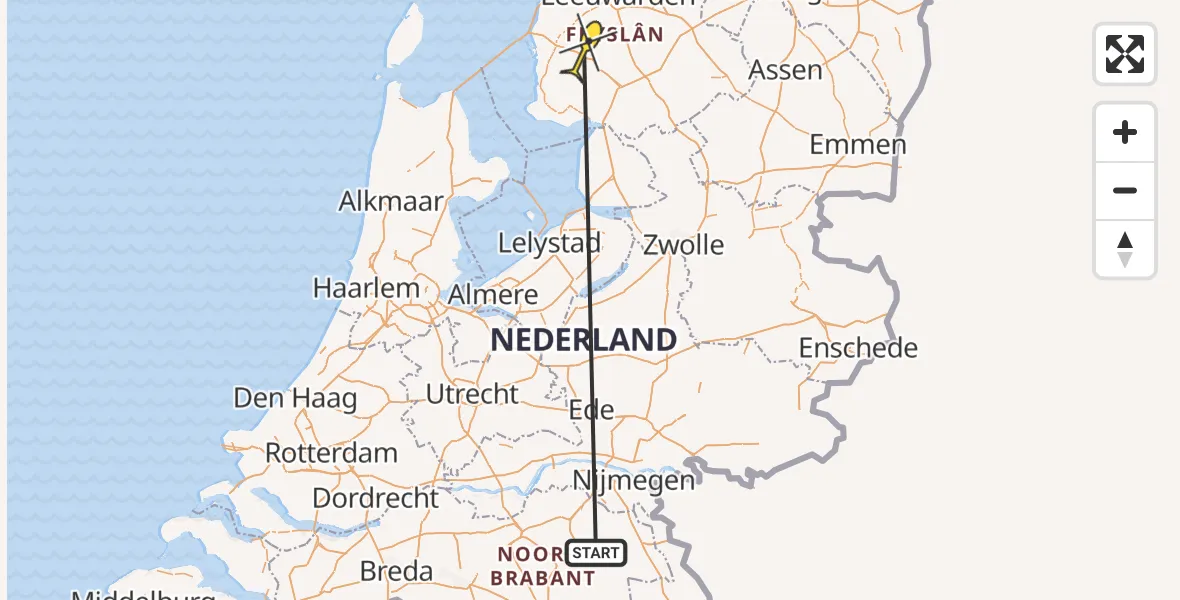 Routekaart van de vlucht: Traumahelikopter naar Ysbrechtum, Kleasterwei