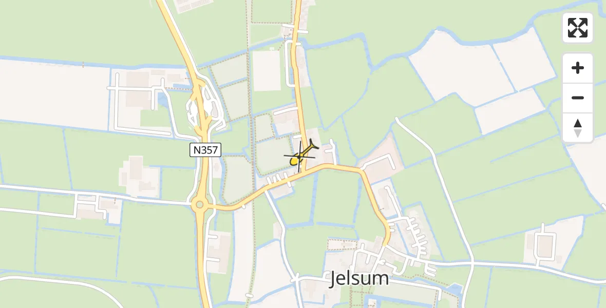 Routekaart van de vlucht: Ambulancehelikopter naar Jelsum