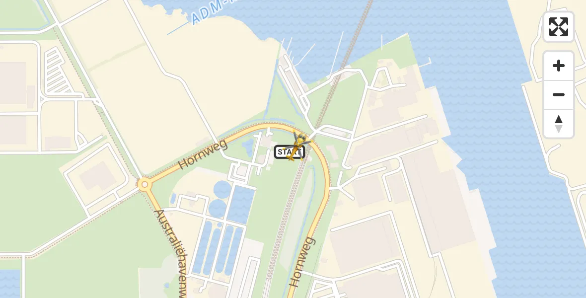 Vluchtroute Traumahelikopter van Amsterdam Heliport naar Amsterdam Heliport