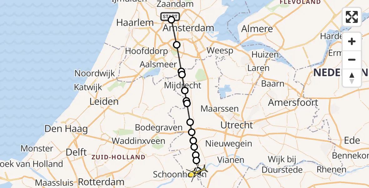 Routekaart van de vlucht: Lifeliner 1 naar Tienhoven aan de Lek, Basisweg