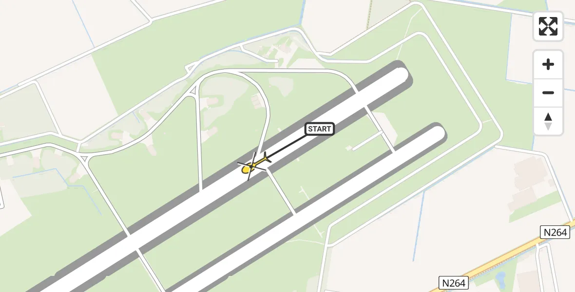 Routekaart van de vlucht: Politiehelikopter naar Volkel, Zeelandsedijk