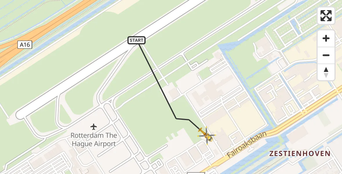 Vluchtroute Traumahelikopter Rotterdam The Hague Airport - Rotterdam The Hague Airport, 30 januari 2024, 21:08
