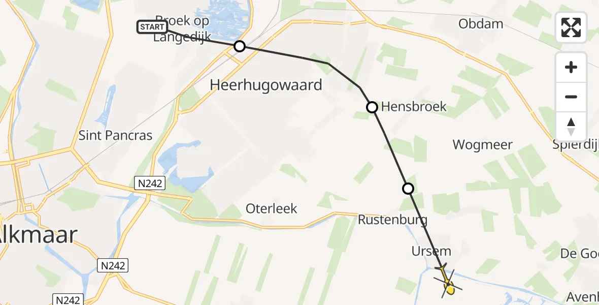 Routekaart van de vlucht: Politiehelikopter naar Ursem, Bijlestaal