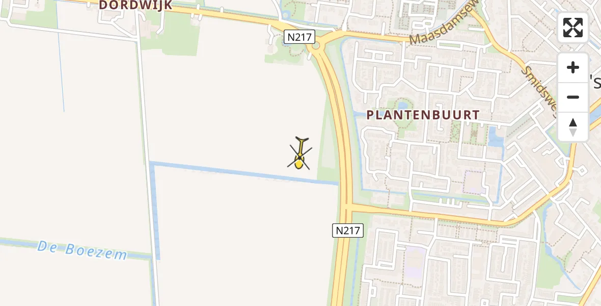 Routekaart van de vlucht: Traumahelikopter naar 's-Gravendeel