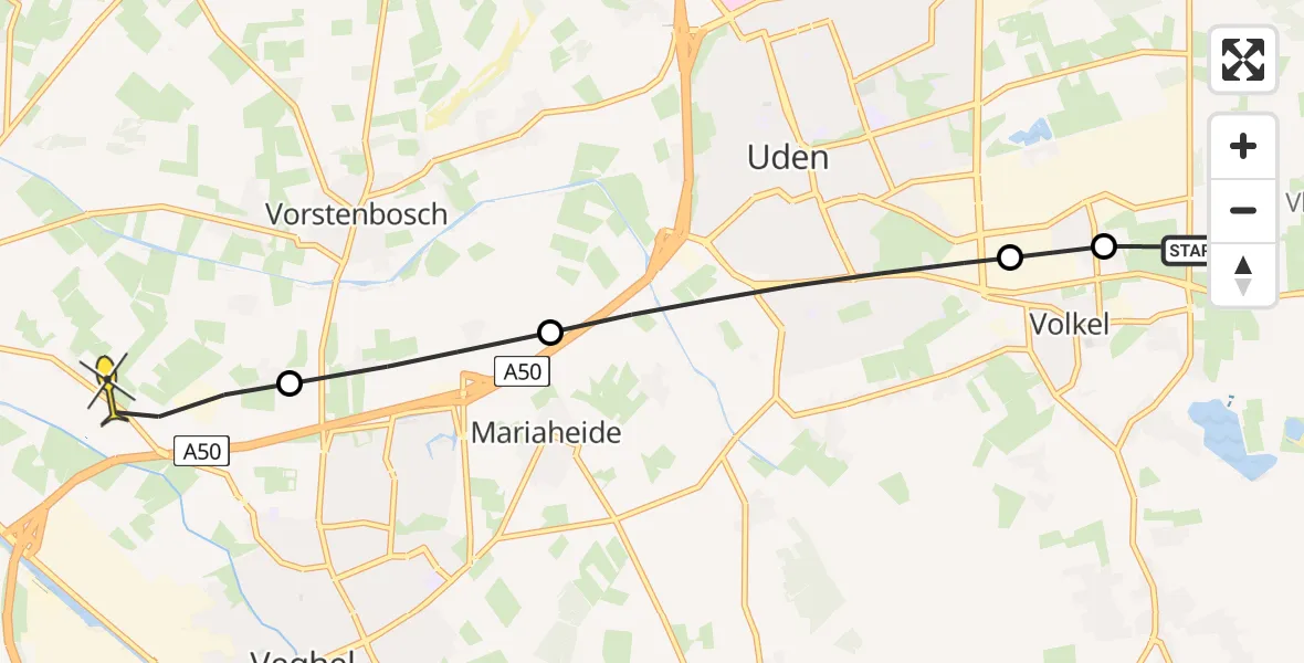 Routekaart van de vlucht: Lifeliner 3 naar Heeswijk-Dinther, Zeelandsedijk