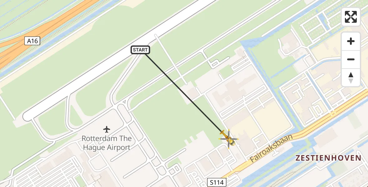 Vluchtroute Traumahelikopter Rotterdam The Hague Airport - Rotterdam The Hague Airport, 31 januari 2024, 06:37