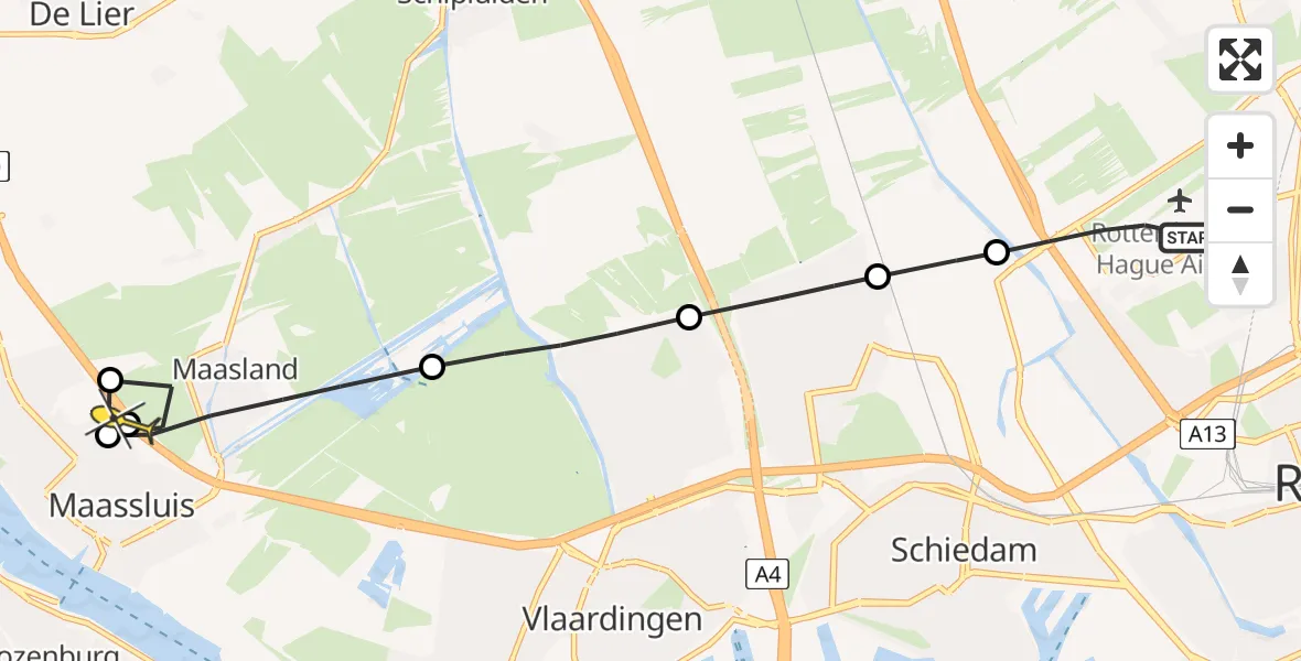 Routekaart van de vlucht: Lifeliner 2 naar Maassluis, Arlandabaan Platformzijde