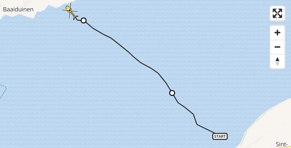 Routekaart van de vlucht: Ambulanceheli naar Formerum, Hoorner Koolweg