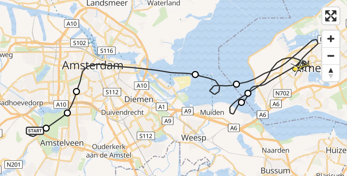 Routekaart van de vlucht: Politieheli naar Almere, Halim P.K. straat