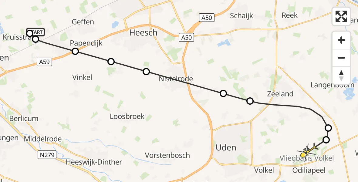 Routekaart van de vlucht: Lifeliner 3 naar Vliegbasis Volkel, Grolderseweg