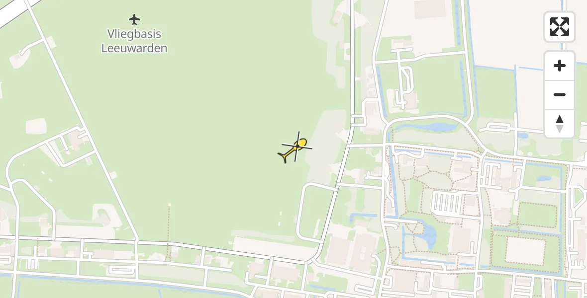 Vluchtroute Ambulancehelikopter van Vliegbasis Leeuwarden naar Vliegbasis Leeuwarden