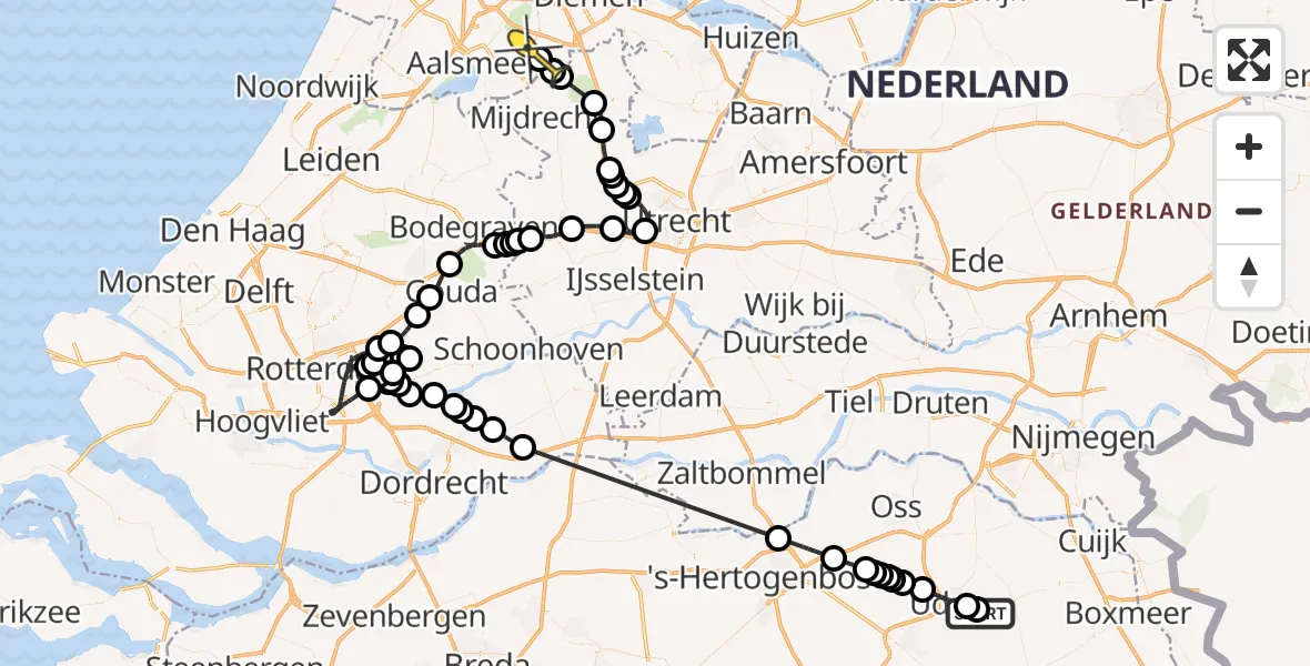 Routekaart van de vlucht: Politieheli naar Amstelveen, Zeelandsedijk