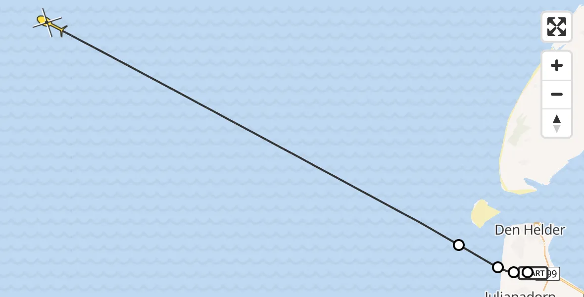 Routekaart van de vlucht: RSQ06 naar Middenvliet