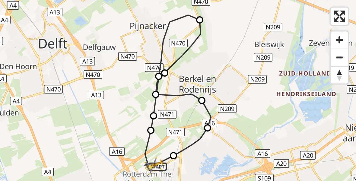 Vluchtroute Traumahelikopter Rotterdam The Hague Airport - Rotterdam The Hague Airport, 31 januari 2024, 14:04