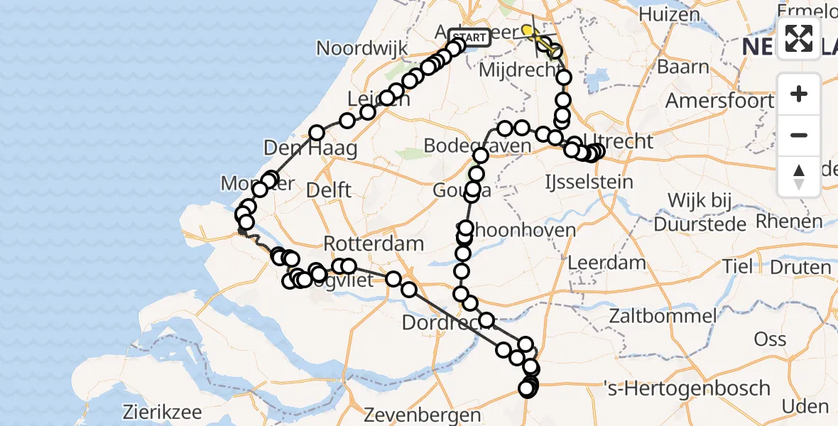 Routekaart van de vlucht: Politieheli naar Abcoude, Uiterweg