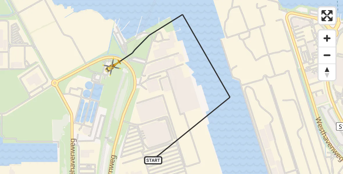 Vluchtroute Traumahelikopter van Amsterdam Heliport naar Amsterdam Heliport