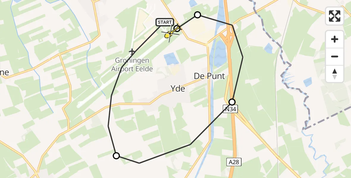 Routekaart van de vlucht: Lifeliner 4 naar Groningen Airport Eelde, Homsteeg