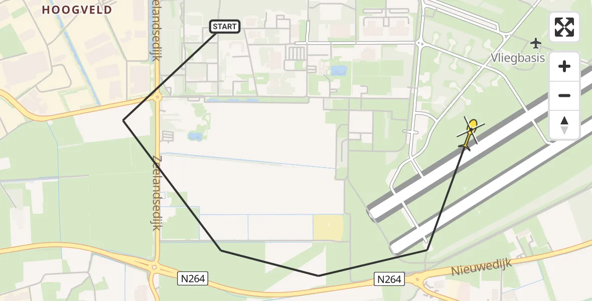 Routekaart van de vlucht: Lifeliner 3 naar Vliegbasis Volkel, Zeelandsedijk