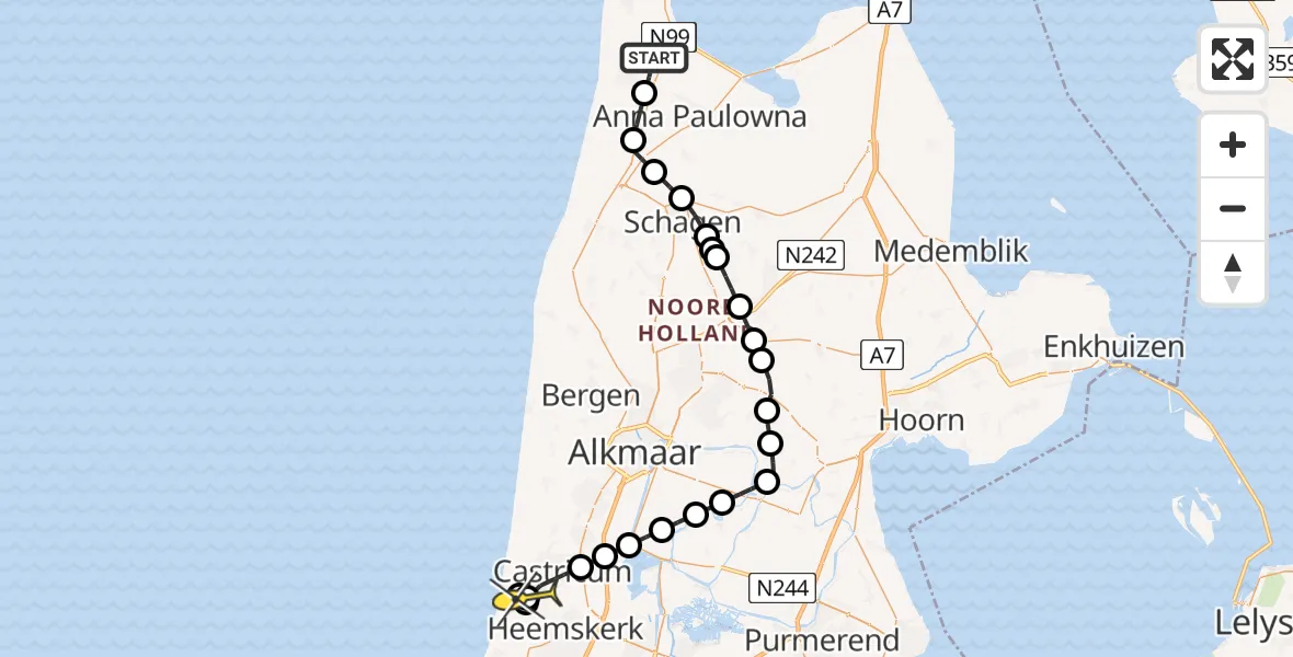 Routekaart van de vlucht: NCG06 naar Heemskerk, Blauwe Keet