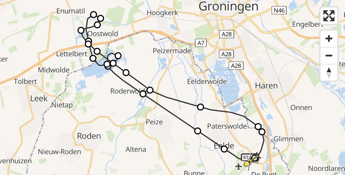 Routekaart van de vlucht: Lifeliner 4 naar Groningen Airport Eelde, Machlaan