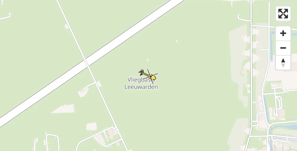 Vluchtroute Ambulancehelikopter van Vliegbasis Leeuwarden naar Vliegbasis Leeuwarden