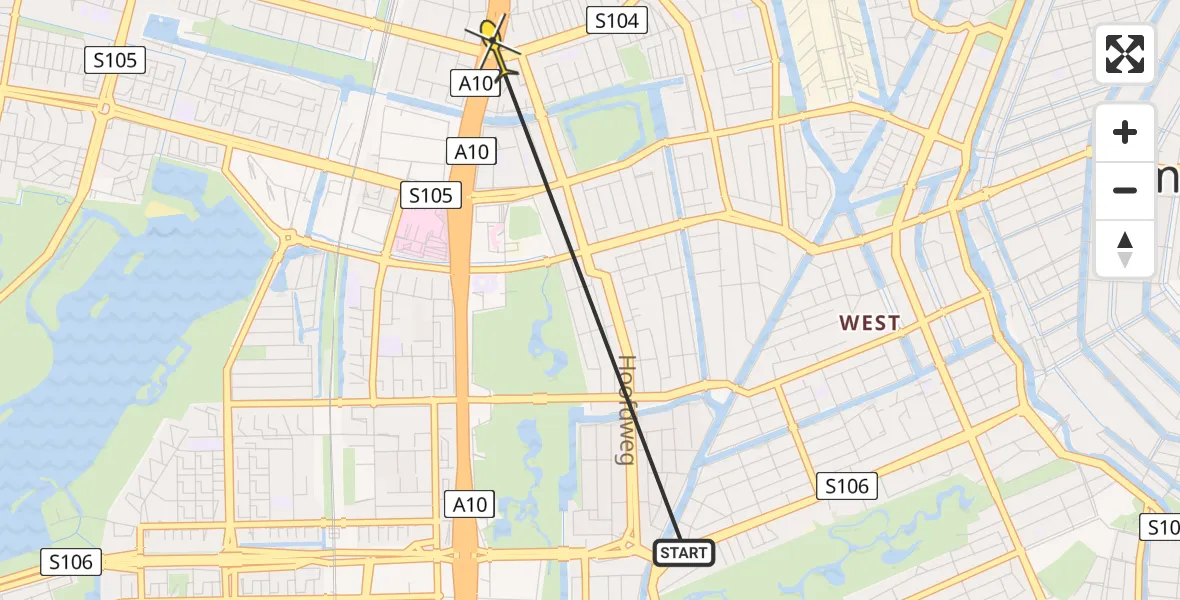 Vluchtroute Politiehelikopter van Amsterdam naar Amsterdam