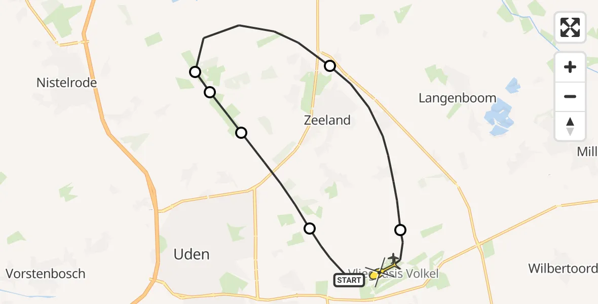 Routekaart van de vlucht: Lifeliner 3 naar Vliegbasis Volkel, Zeelandsedijk