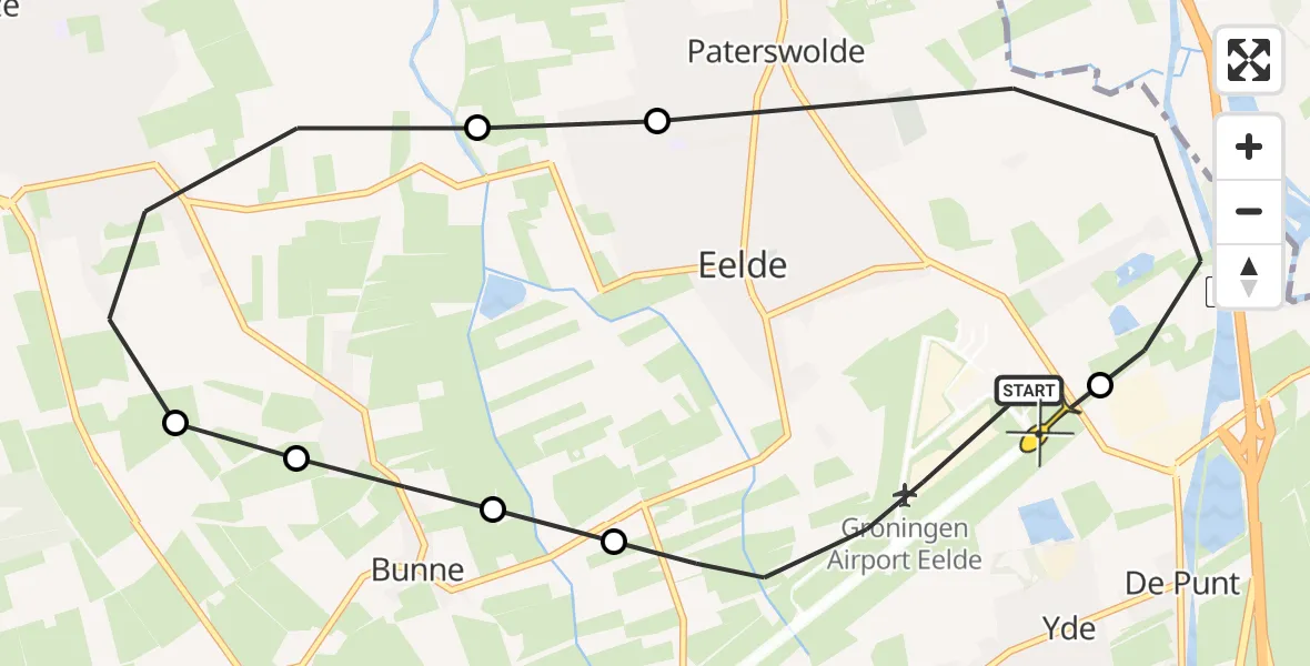 Routekaart van de vlucht: Lifeliner 4 naar Groningen Airport Eelde, Homsteeg