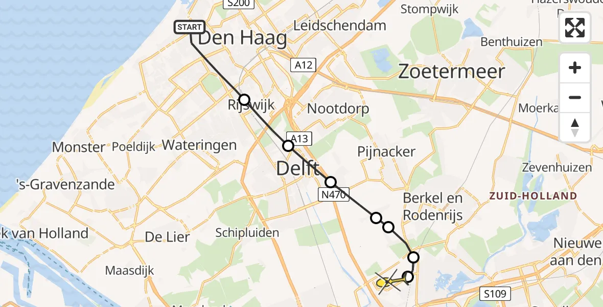 Routekaart van de vlucht: Lifeliner 2 naar Rotterdam The Hague Airport, Valkenboskade