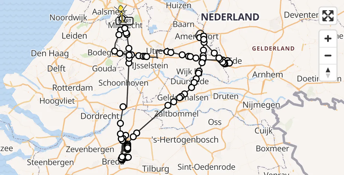 Routekaart van de vlucht: Politieheli naar Amstelveen, Middenweg