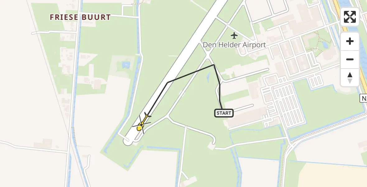 Vluchtroute  van Vliegveld De Kooy naar Vliegveld De Kooy